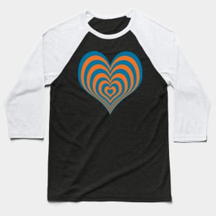 Orange and Blue Layered Heart Baseball T-Shirt